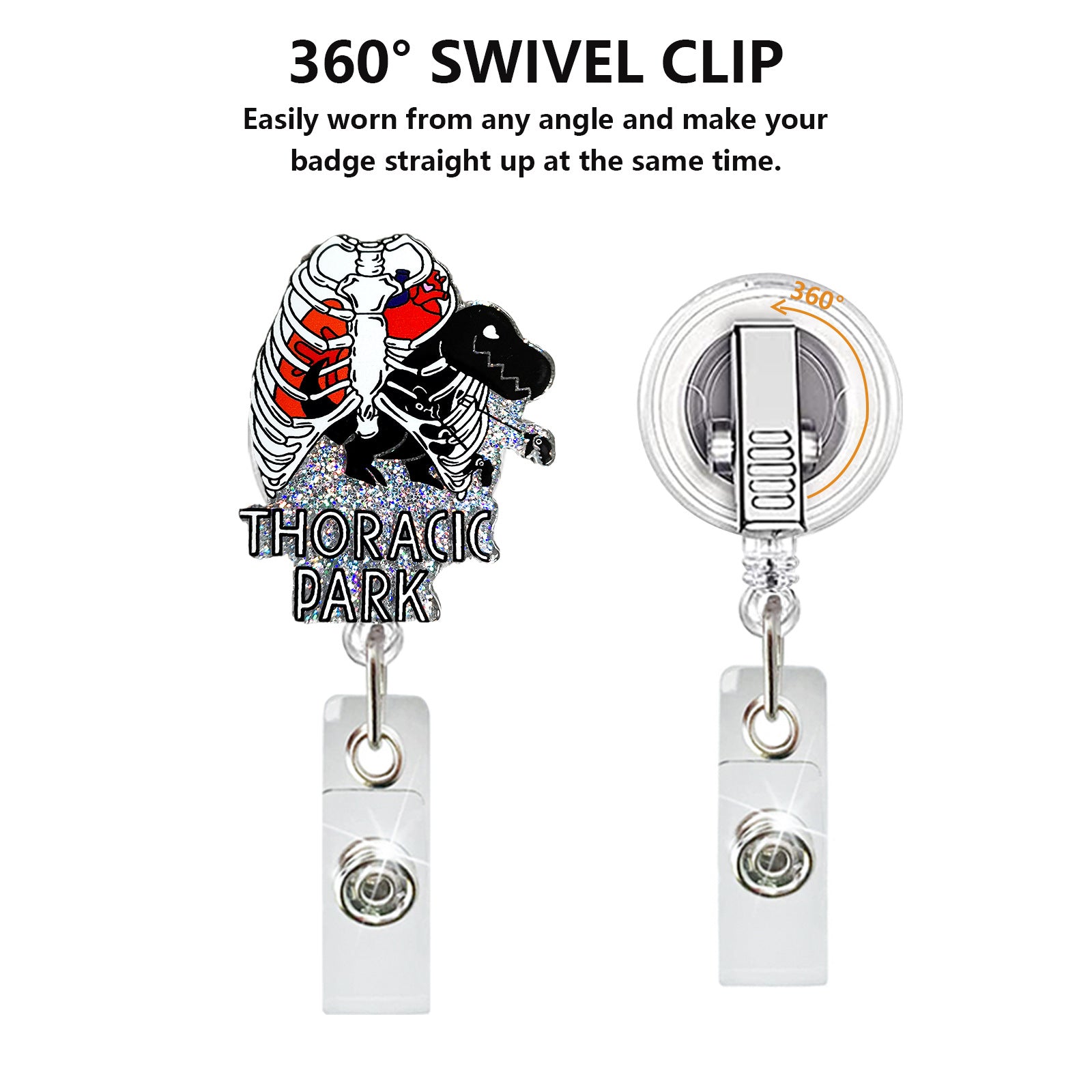 Wholesale Glitter acrylic skeleton finger retractable badge